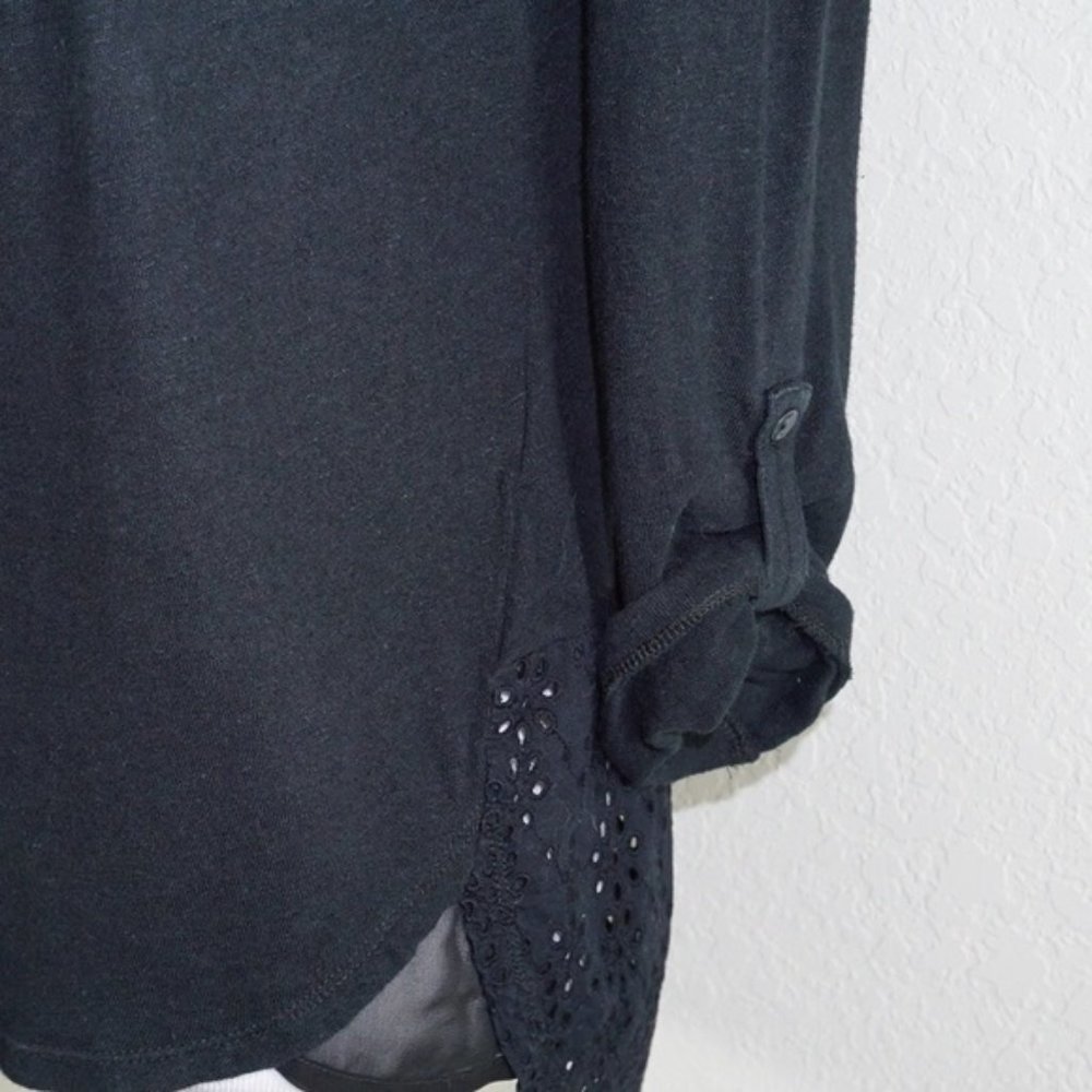 Anthro Meadow Rue Effortless Eyelet Henley Top - Picture 8 of 8